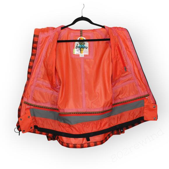 Medium Burton Snowboard 3L Zephyr Jacket Buffalo Plaid BlackRedBrown FreeShip - Picture 6 of 11